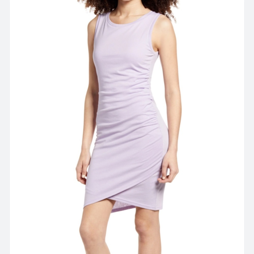 Nordstrom Leith Lavender Rouched Bodycon Tank Dress -  Size Small